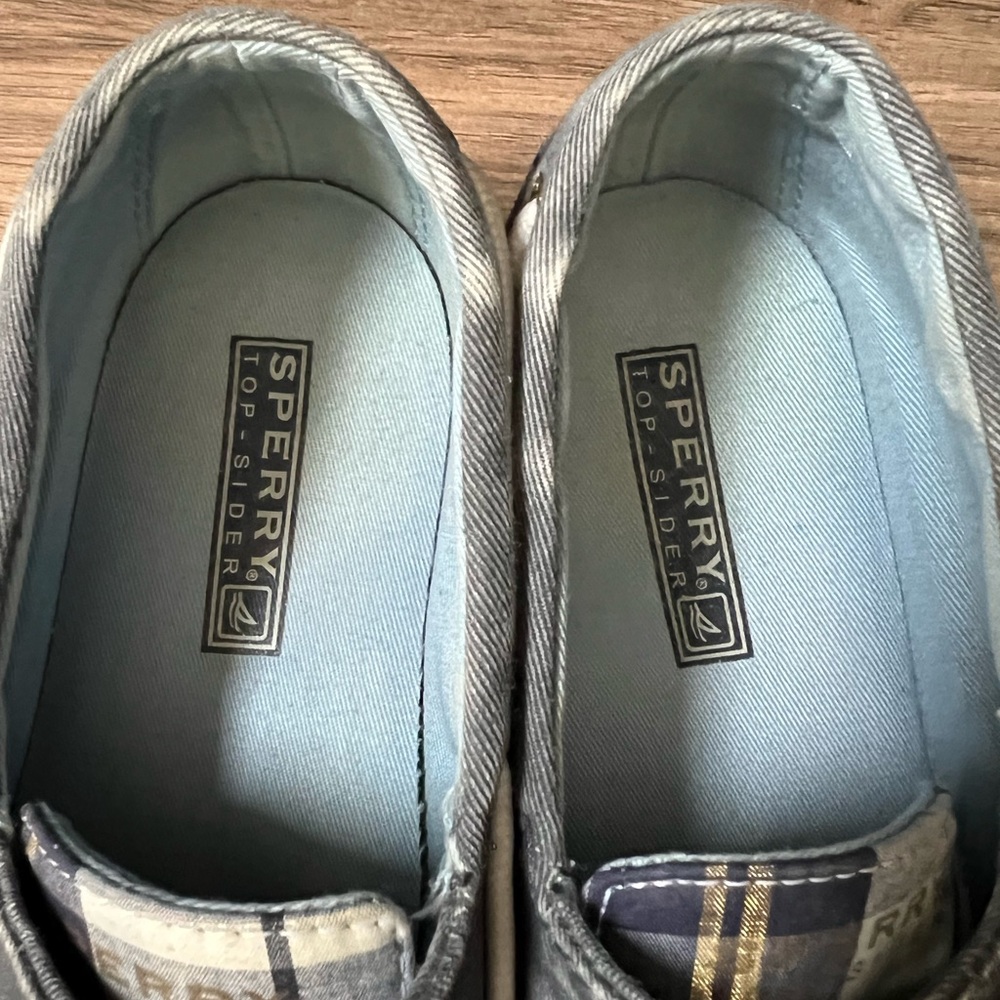Women’s Sperry Blue Plaid Top-Siders - Picture 7 of 14